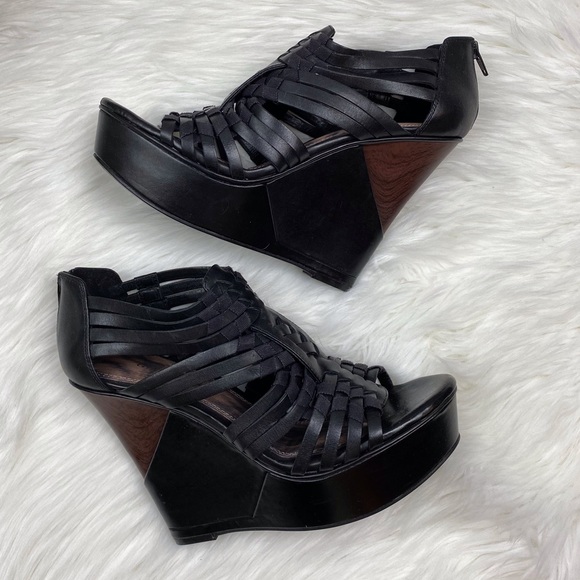 Gianni Binni Leather Platform Wood Wedge Size 9.5 - Picture 4 of 8